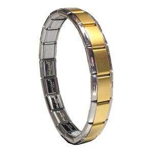 Dolceoro Satin Matte 9mm Italian Starter Charm Bracelet, Starting At 18 Links For 6" Wrist Size - Other Options For Larger Sizes With Ctomization, Interlocking Stainless Steel Modular Links