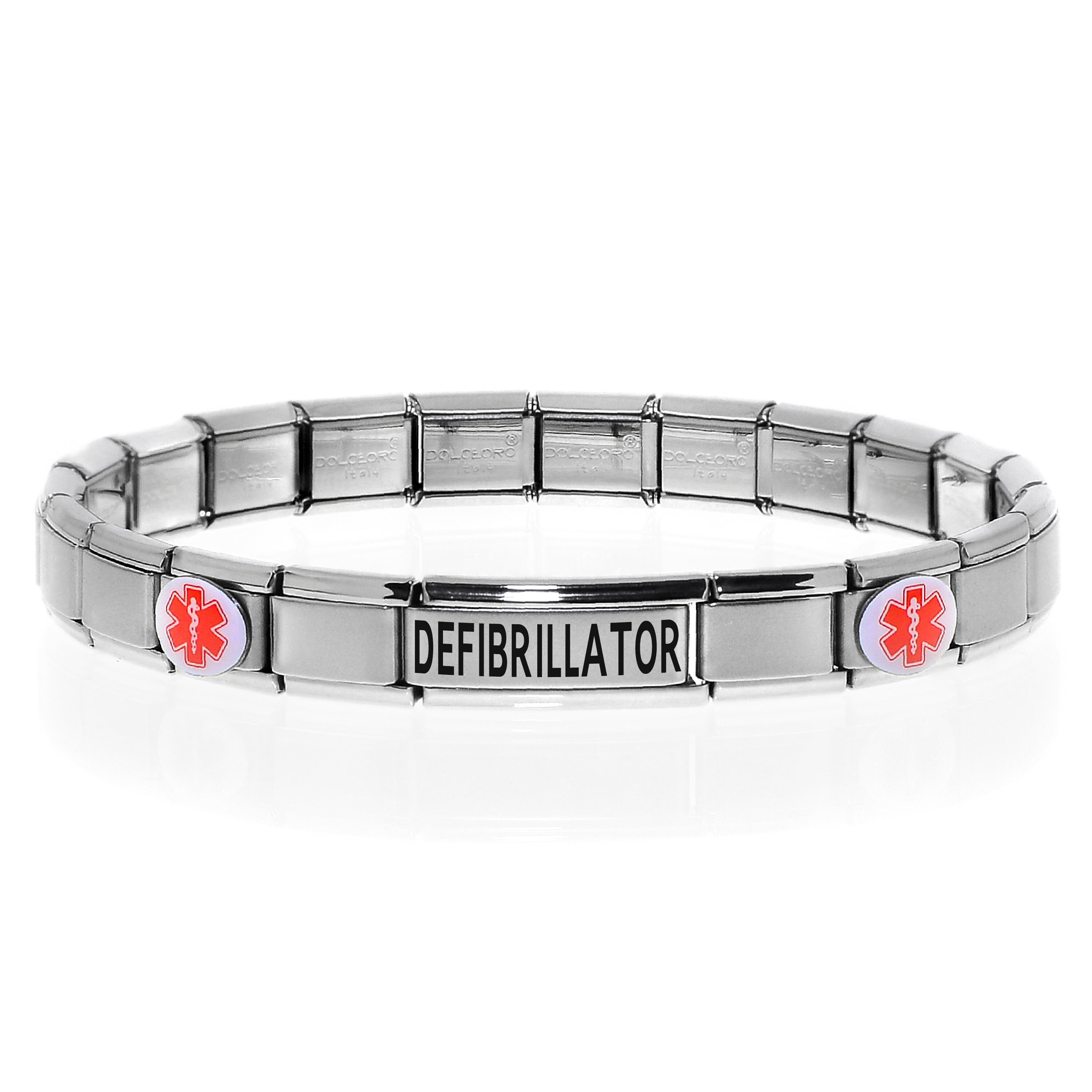 Defibrillator medical store alert bracelets