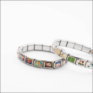 Dolceoro Satin Matte 9mm Italian Starter Charm Bracelet, Starting At 18 Links For 6" Wrist Size - Other Options For Larger Sizes With Ctomization, Interlocking Stainless Steel Modular Links