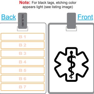 Medische ID-ketting voor haar-hem, 2 mm dik roestvrijstalen waarschuwingslabel in 4 kleuren. Meerdere regels aanpassen + QR-code + ketting selecteren afbeelding 12
