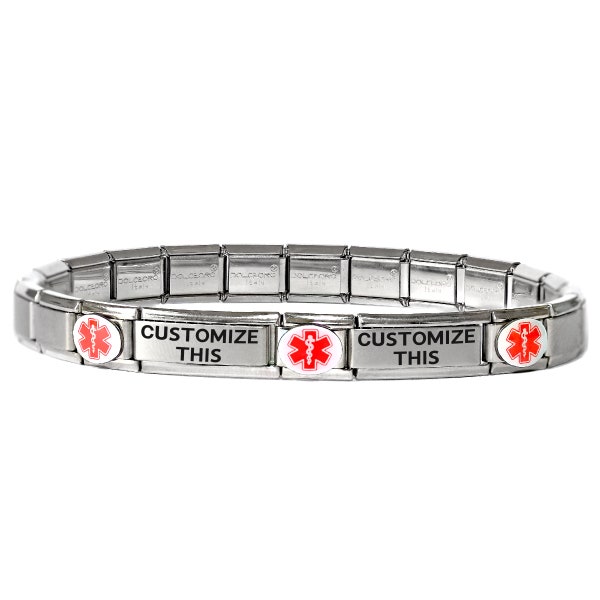 Customizable Medical Alert Bracelet, Emergency Contact, Allergy & Meds—Personalized Medical Id Charm Link Bracelet for Women, Men, or Kids