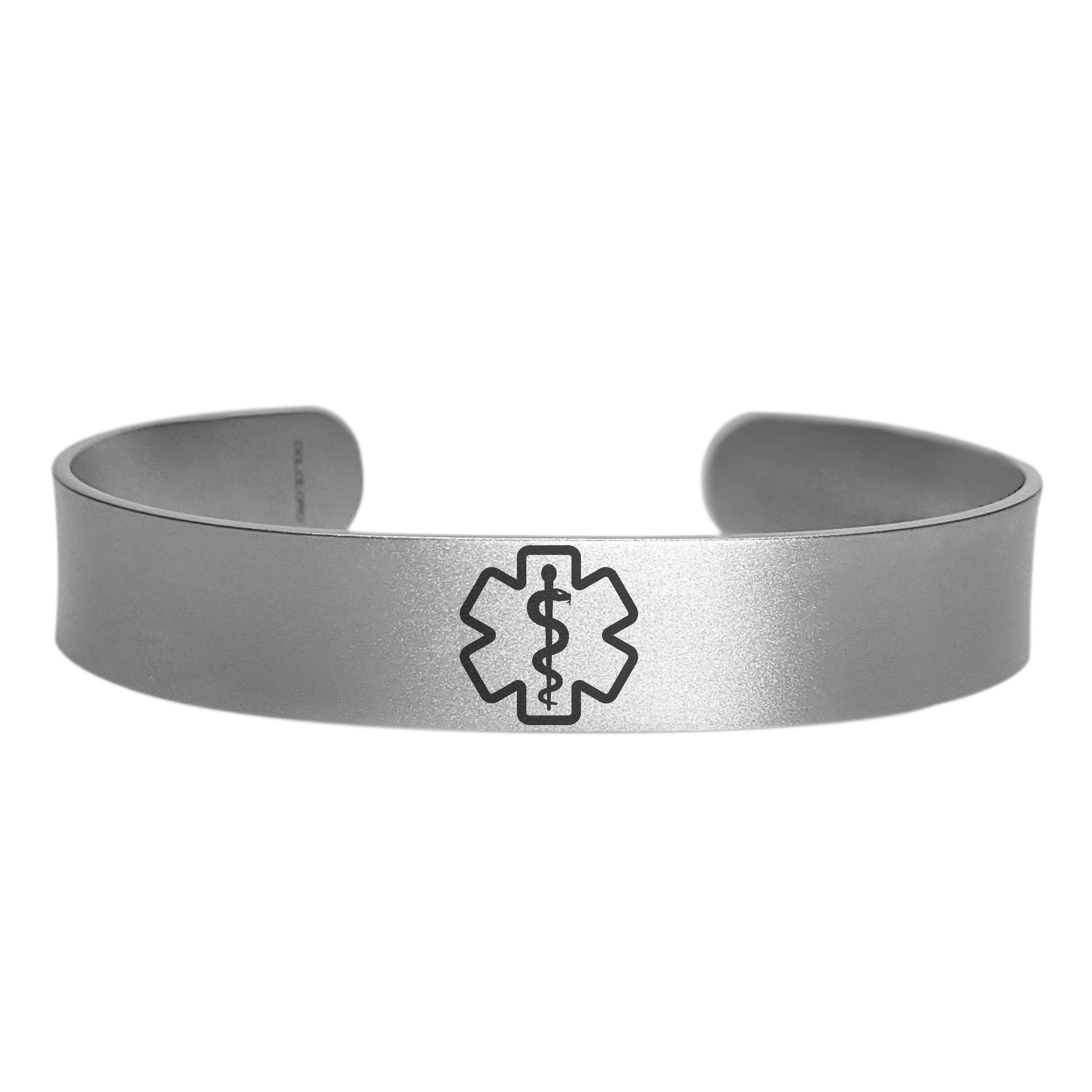 Bracciale Medico In Acciaio Inossidabile Con Incisione Personalizzata, Regolabile, Include Carta Emergenza E Porta Carte