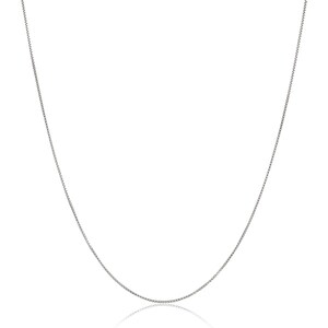 May include: A silver chain necklace with a box chain style.