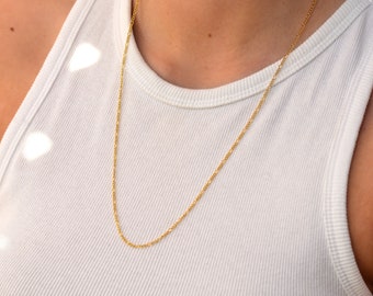 2mm Stainless Steel Figaro Chain, Adjustable Lengths, Gold Color