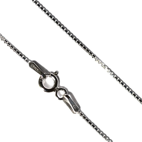 Italian 925 Sterling Silver 0.8mm Box Chain Necklace, Diamond cut effect Rhodium Plated Pendant Nickel Free Jewelry—Chain Length 16-30 Inch