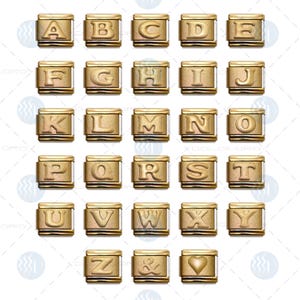 Dolceoro Italian Charm Letter Fit All Brands 9 mm Modular Charm Links, Cor Dourada Italian Charm Alphabet, Charms Iniciais, Alfabetos Modulares