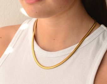 5mm Herringbone Necklace, Adjustable Stainless Steel Snake Chain