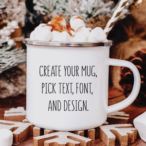 Camp mug ,Custom Mug,Personalized Mug, Enamel mug,Logo Mug, Design your own mug,Wedding mug, Personalized Gifts,Mug For him, Name mug. image 1