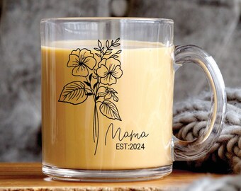 New mama gift, Mama est mug, new mama cup, Mug for Mama Gift, Cute Gifts for Mama, Baby Shower Gift for mama, Wild flower mug For New Mom