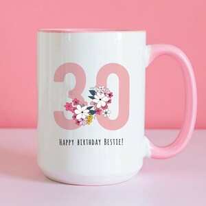 30 birthday gift for her, Flower themed 30th birthday mug for bestie, 30th Birthday Mug, Vintage 1993 Mug, 30th Birthday Friend, 30th gifts