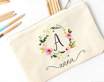 Personalized pencil case, Custom Pencil Case, pencil case kids, Zipper pouch, Pencil Pouch, Floral Pencil Case, Pencil Case large, Monogram