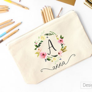 Personalized pencil case, Custom Pencil Case, pencil case kids, Zipper pouch, Pencil Pouch, Floral Pencil Case, Pencil Case large, Monogram
