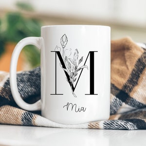 Monogram Mug: Personalized Initial Coffee Cup, Custom Text