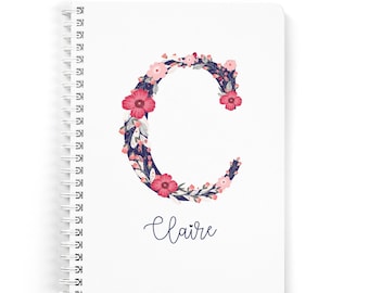 Spiral Notebook, Personalized Notebook, Floral notebook, Small Notebook, Personalized Gifts, Custom Name Notebook, Monogram Notebook