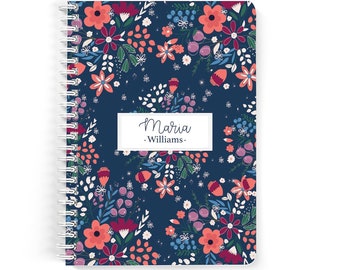 Spiral Notebook, Personalized Notebook, Custom notebook, Floral Notebook, Personalized Gifts, Custom Name Notebook, Monogram Notebook