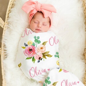 Personalized Baby Blanket for girl, Custom Name Newborn Gift, Swaddle Blanket, Newborn Shower Blanket, Custom Name Baby Girl Gift blankets