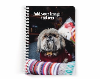 Print your own photo, Photo notebook, Personalized journal, Customized notebook, Family photo notebook, Custom text journal, Photo journal