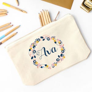 Personalized pencil case, Custom Pencil Case, pencil case kids, Zipper pouch, Pencil Pouch, Floral Pencil Case, Pencil Case large, Monogram