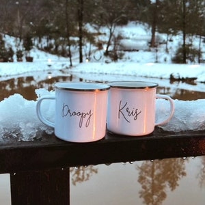 Camp mug ,Custom Mug,Personalized Mug, Enamel mug,Logo Mug, Design your own mug,Wedding mug, Personalized Gifts,Mug For him, Name mug. image 5