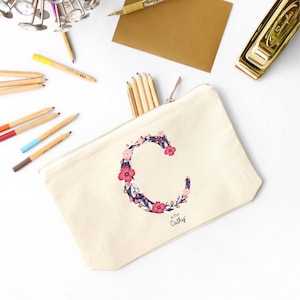Personalized pencil case, Custom Pencil Case, pencil case kids, Zipper pouch, Pencil Pouch, Floral Pencil Case, Pencil Case large, Monogram