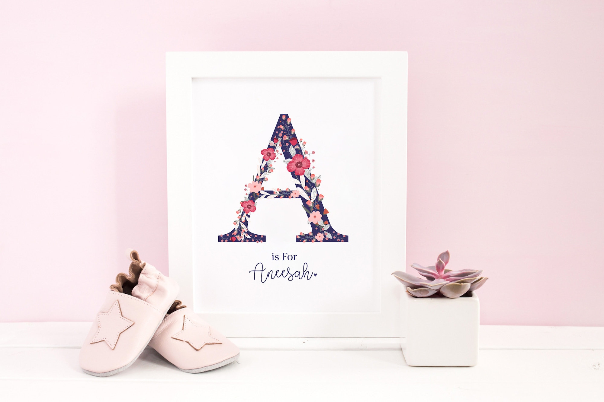 Letter Prints Nursery Wall Art Floral Nursery Decor Girl | Etsy