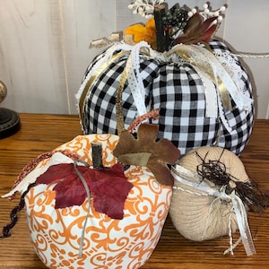 LARGE Fabric pumpkin set of 3