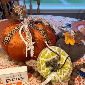 LARGE Fabric pumpkin set of 3