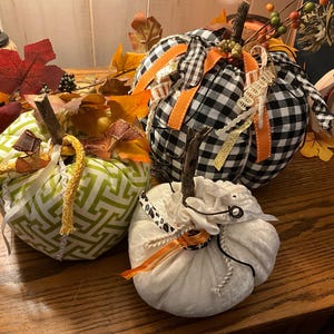 LARGE Fabric pumpkin set of 3