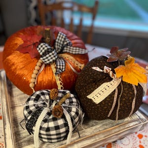 LARGE Fabric pumpkin set of 3