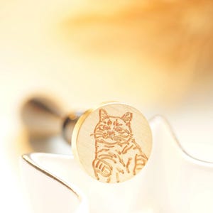 Sceau chat joueur pour cachet de cire - Playful cat seal for wax seal