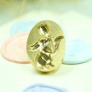 Sceau 3D Lapin à la tulipe pour cachet de cire - 3D Rabbit with tulip stamp for wax seal