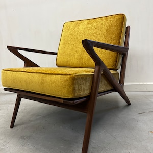 Exquisite Handmade Solid Walnut Z Chair in Mustard image 5