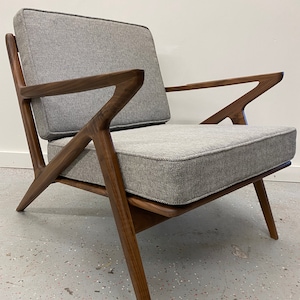 Beautiful Solid Walnut Hand Made Walnut Z Chair in Charcoal image 4