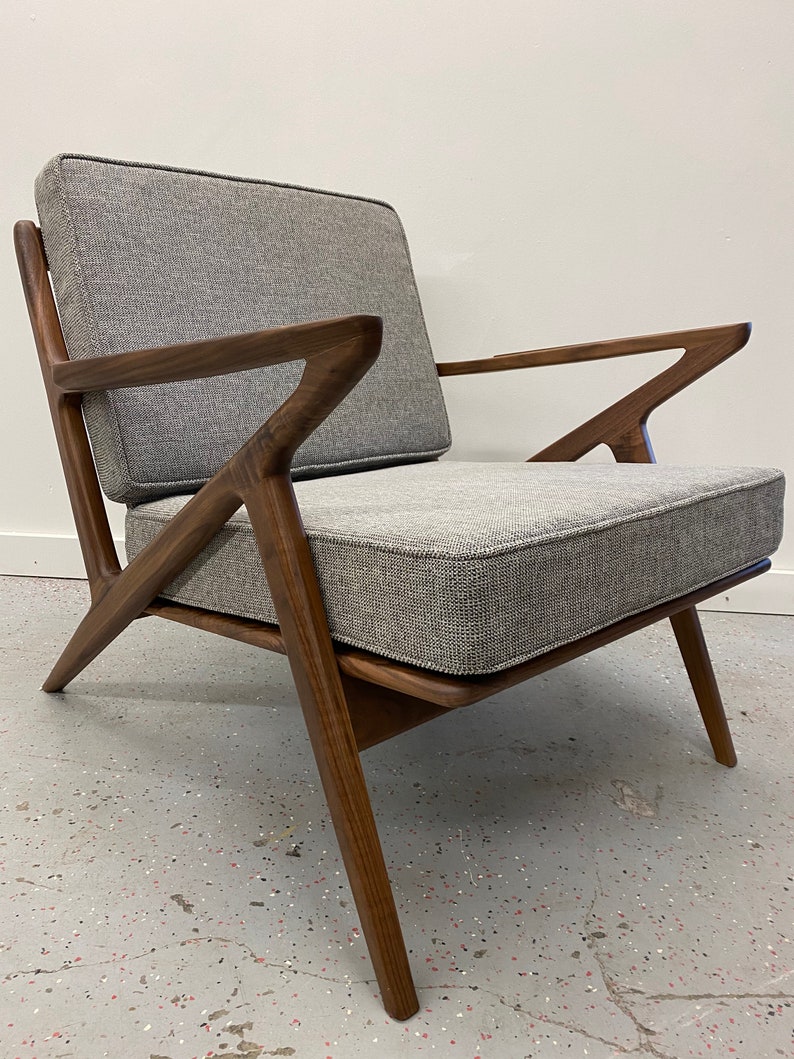 Beautiful Solid Walnut Hand Made Walnut Z Chair in Charcoal image 4