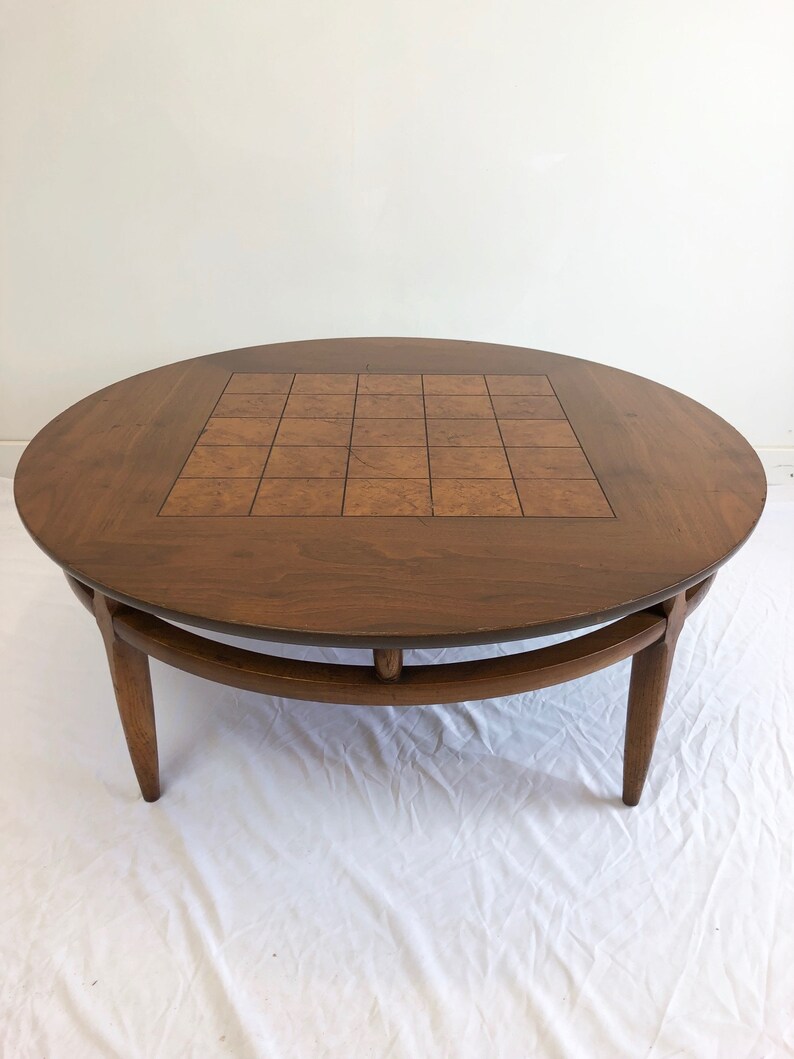 Vintage Mcm Round Coffee Table By Lane
