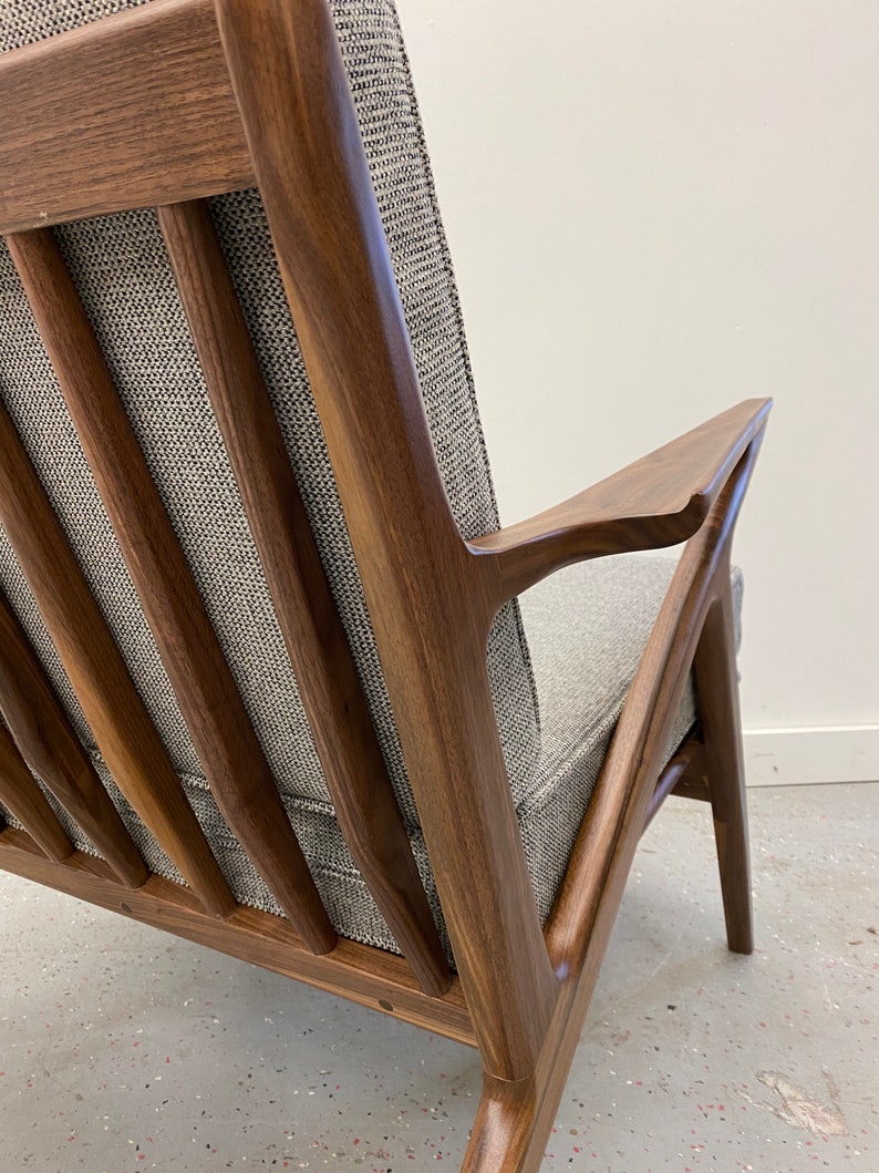 Beautiful Solid Walnut Hand Made Walnut Z Chair in Charcoal image 2