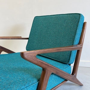 Stunning Handmade Walnut Z Chair in Ocean Blue image 8