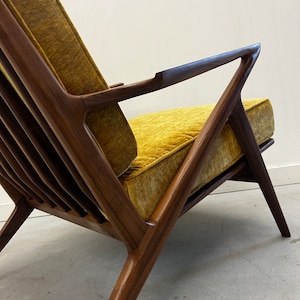 Exquisite Handmade Solid Walnut Z Chair in Mustard image 4