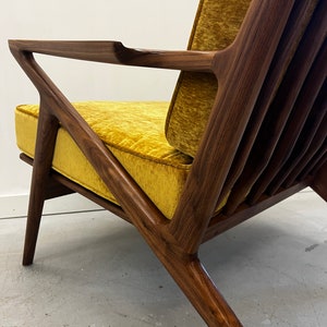Exquisite Handmade Solid Walnut Z Chair in Mustard image 8