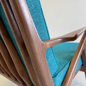 Stunning Handmade Walnut Z Chair in Ocean Blue image 5