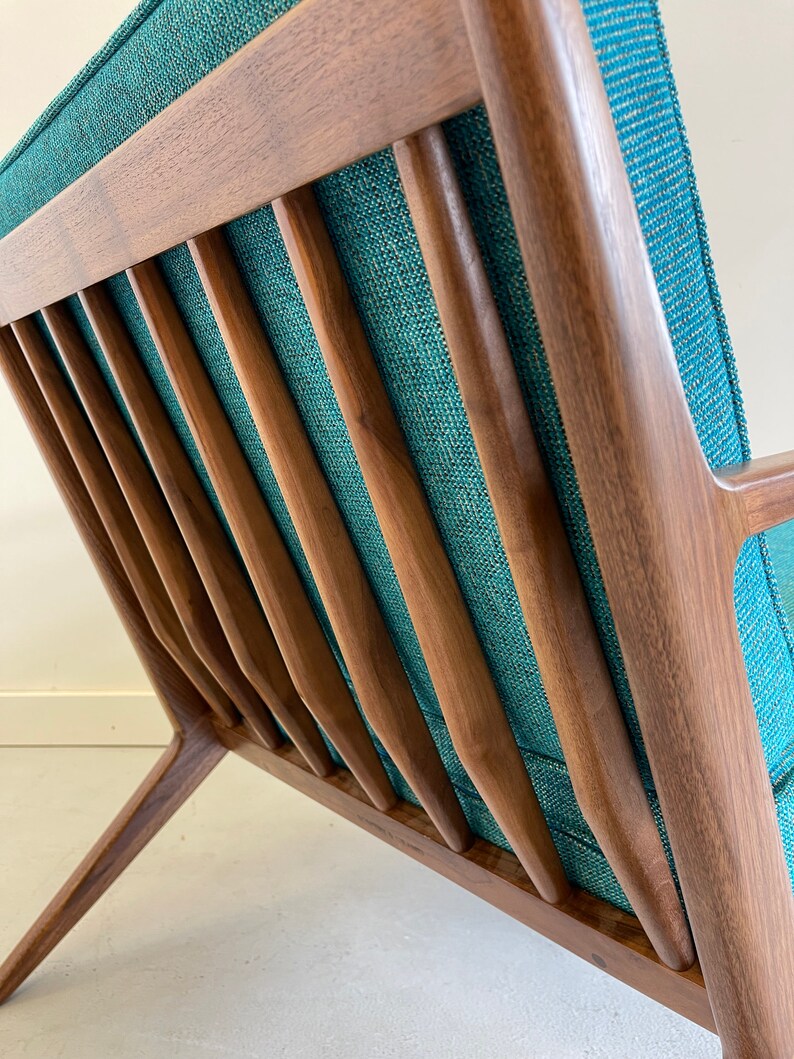 Stunning Handmade Walnut Z Chair in Ocean Blue image 4