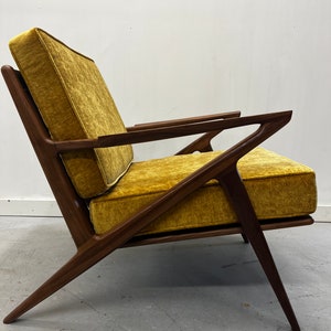 Exquisite Handmade Solid Walnut Z Chair in Mustard image 1