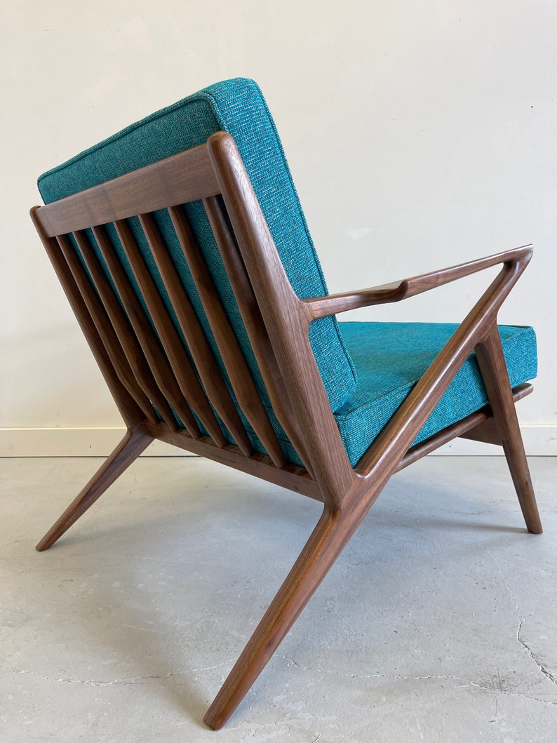 Stunning Handmade Walnut Z Chair in Ocean Blue image 3