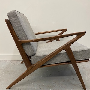 Beautiful Solid Walnut Hand Made Walnut Z Chair in Charcoal image 1