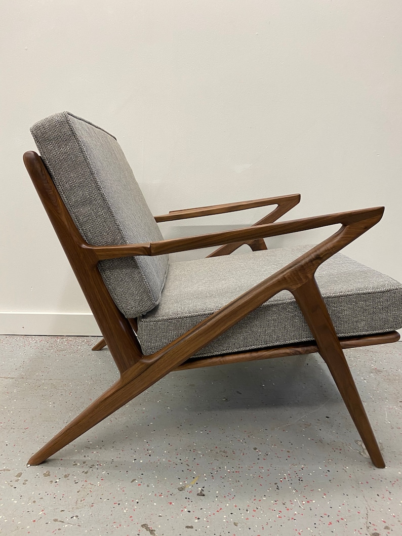 Beautiful Solid Walnut Hand Made Walnut Z Chair in Charcoal image 1