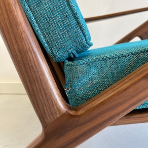 Stunning Handmade Walnut Z Chair in Ocean Blue image 2