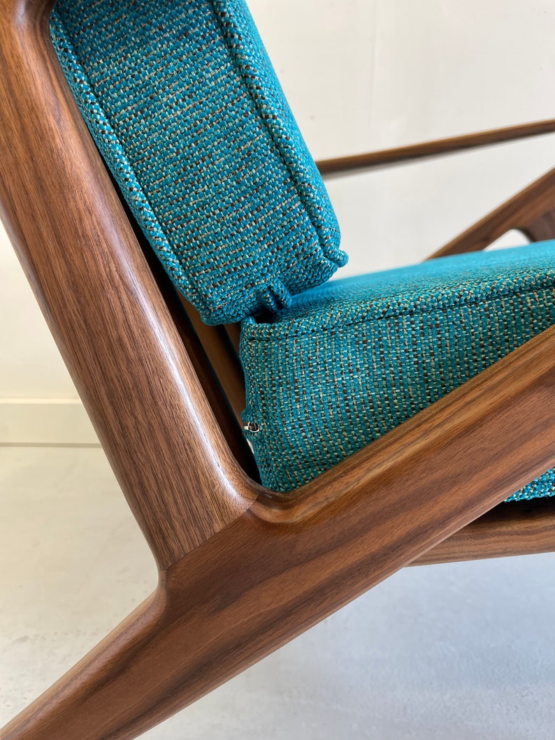 Stunning Handmade Walnut Z Chair in Ocean Blue image 2