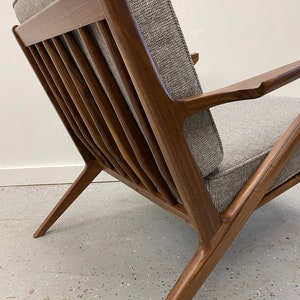 Beautiful Solid Walnut Hand Made Walnut Z Chair in Charcoal image 6