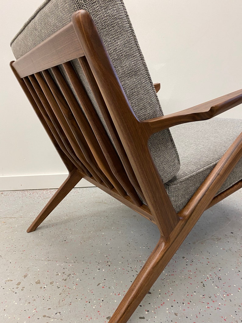 Beautiful Solid Walnut Hand Made Walnut Z Chair in Charcoal image 6