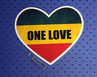 One Love Rasta Heart Bumper Sticker
